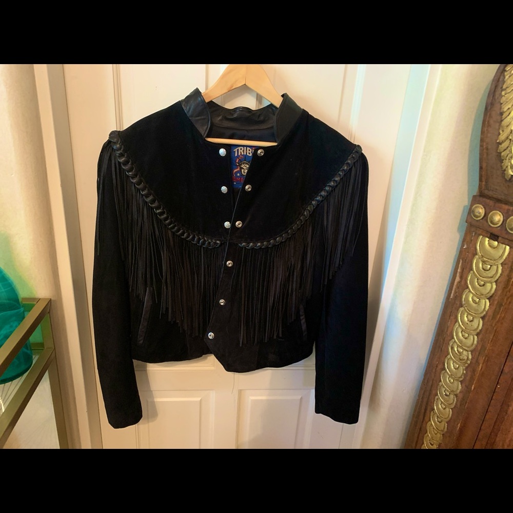 Black Suede Fringe Leather Jacket
